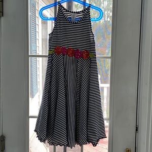 Navy/white striped girls tank dress